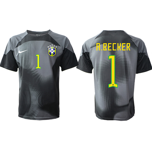 Brasilien Alisson Becker #1 Torwart Replik Heimtrikot WM 2022 Kurzarm